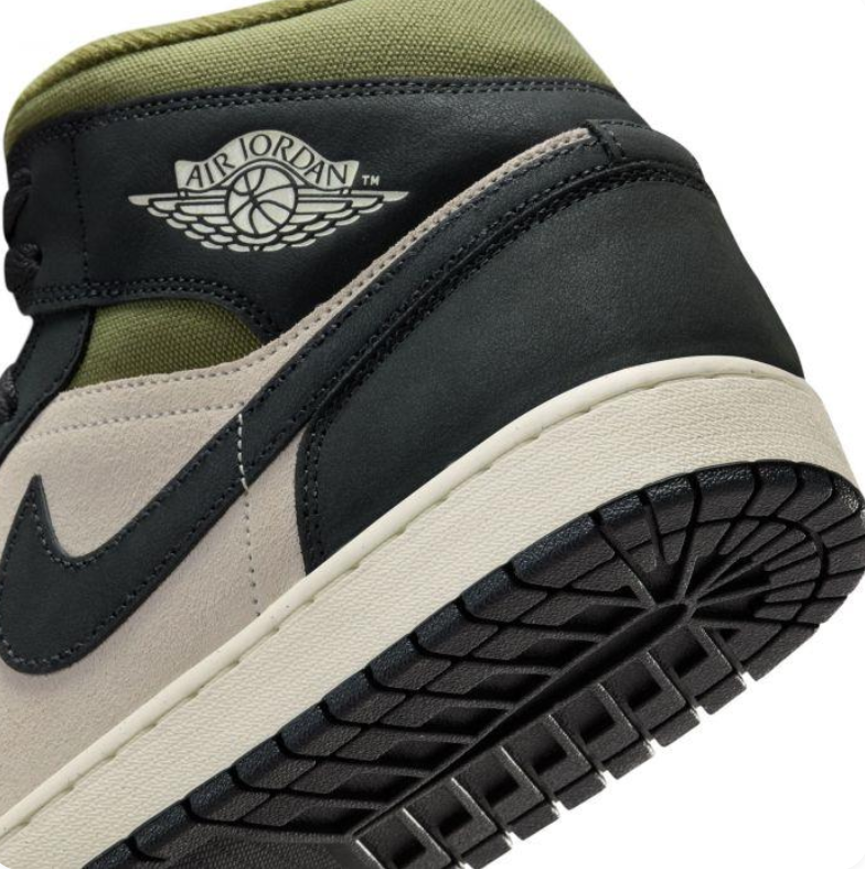 Air Jordan Mid-Top Sneakers - Black, Beige & Olive