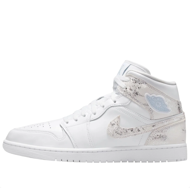 Air Jordan Mid-Top Sneakers - White with Silver-Tone Details