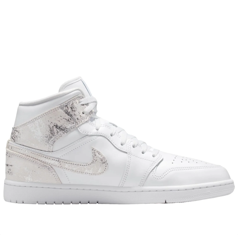 Air Jordan Mid-Top Sneakers - White with Silver-Tone Details