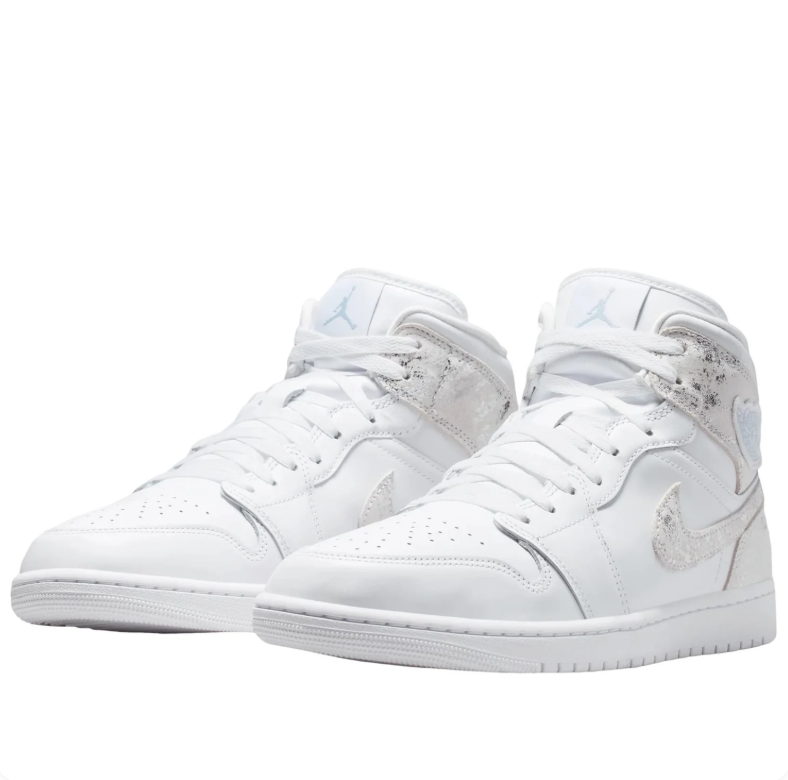 Air Jordan Mid-Top Sneakers - White with Silver-Tone Details
