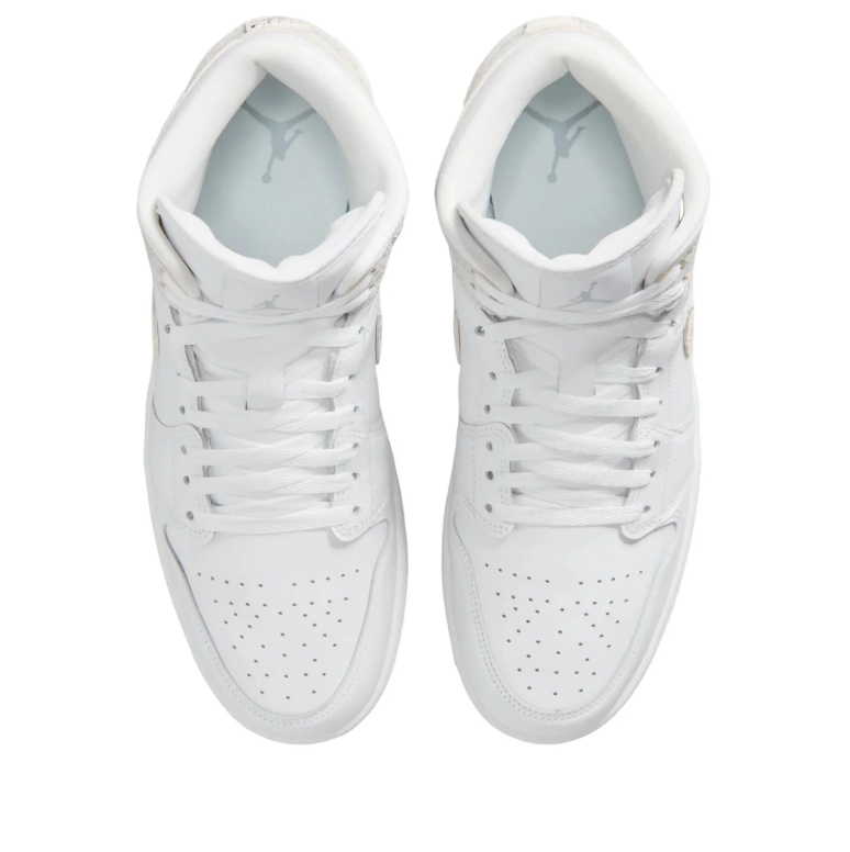 Air Jordan Mid-Top Sneakers - White with Silver-Tone Details