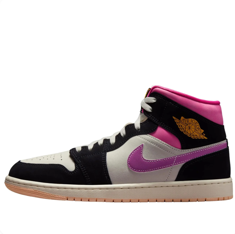 Air Jordan Mid-Top Sneakers - Black, Cream & Pink