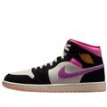 Air Jordan Mid-Top Sneakers - Black, Cream & Pink