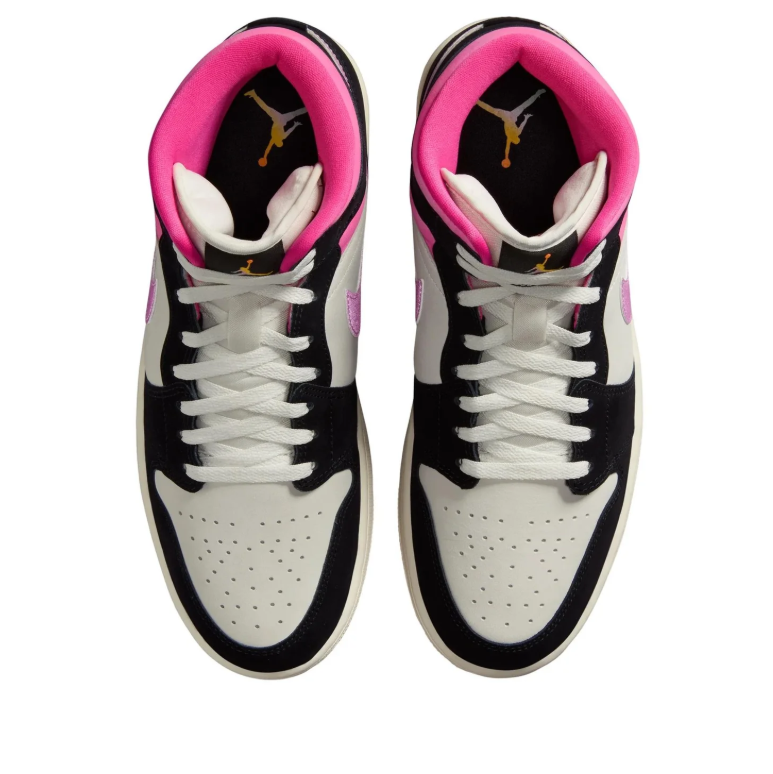Air Jordan Mid-Top Sneakers - Black, Cream & Pink