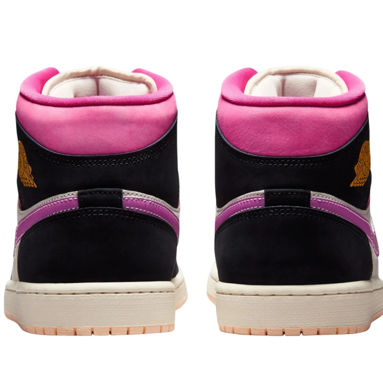 Air Jordan Mid-Top Sneakers - Black, Cream & Pink