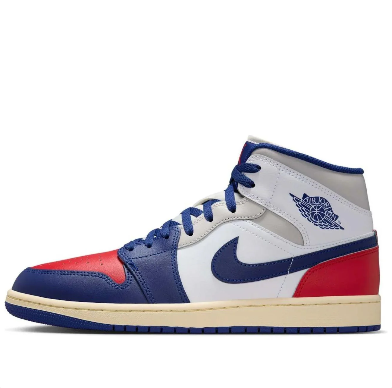 Air Jordan Mid-Top Sneakers - White, Navy & Red