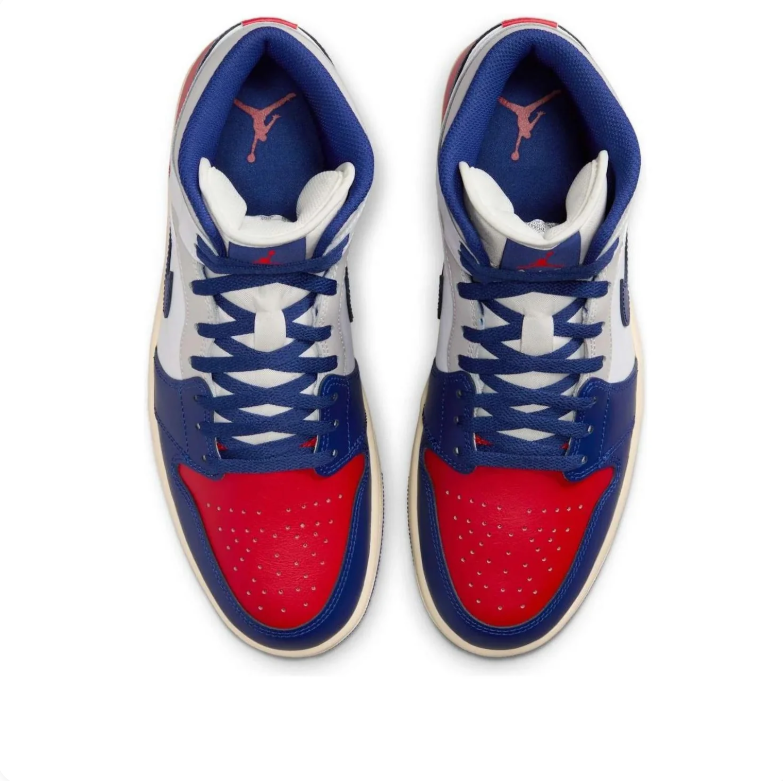 Air Jordan Mid-Top Sneakers - White, Navy & Red