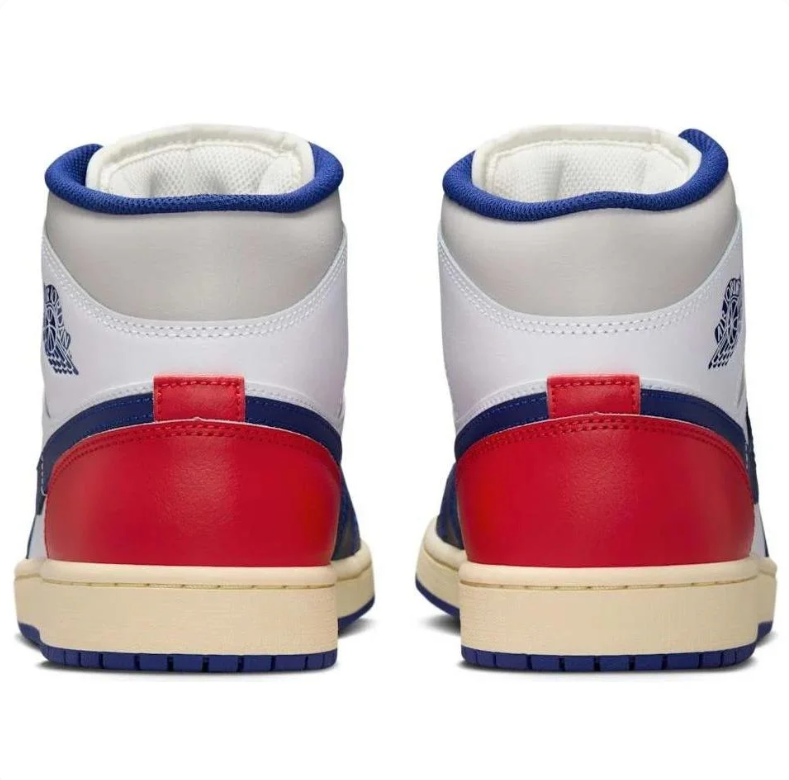 Air Jordan Mid-Top Sneakers - White, Navy & Red