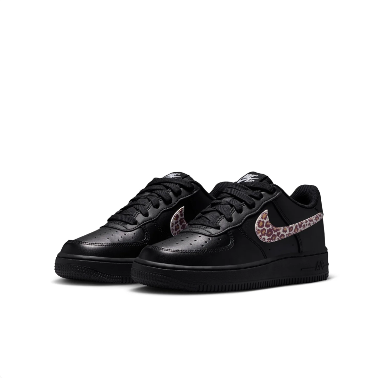 Nike Low-Top Sneakers - Black with Leopard-Print Swoosh