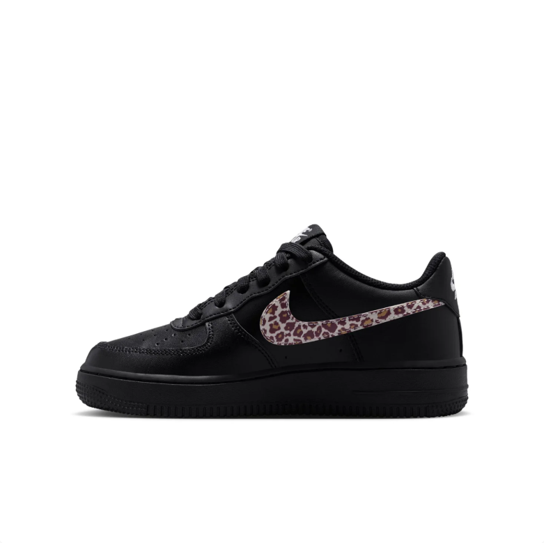 Nike Low-Top Sneakers - Black with Leopard-Print Swoosh