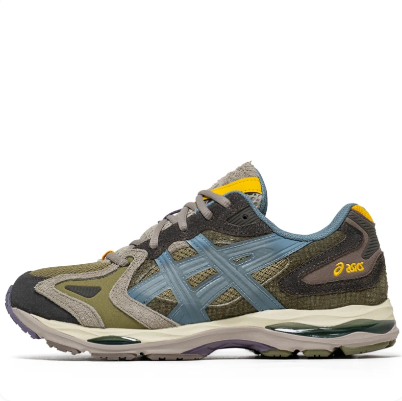 ASICS Low-Top Sneakers - Olive Green & Blue with Yellow Accents