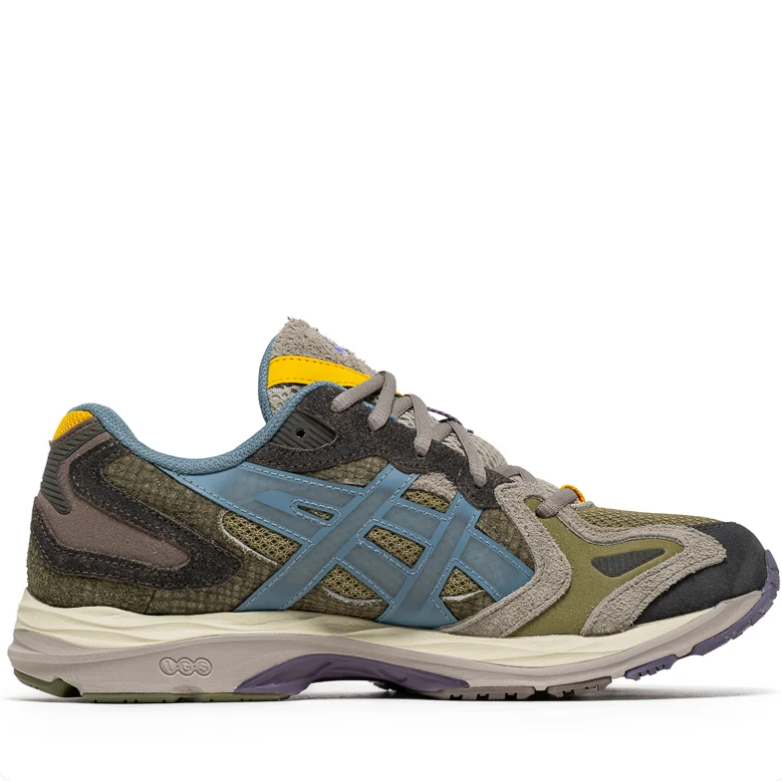 ASICS Low-Top Sneakers - Olive Green & Blue with Yellow Accents