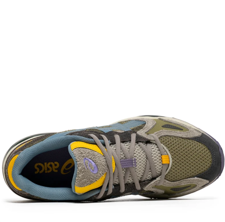 ASICS Low-Top Sneakers - Olive Green & Blue with Yellow Accents